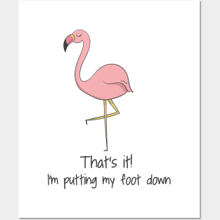 I'm Putting My Foot Down, Cute Funny Flamingo Bird Pun Posters and Art